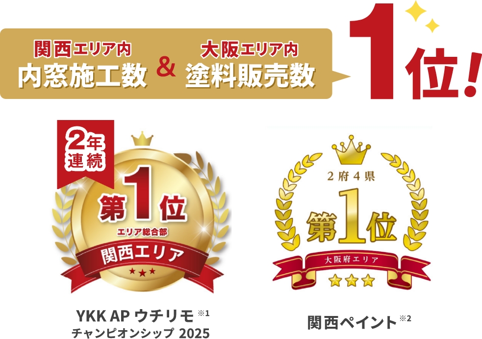 窓施工数1位、塗料販売数1位